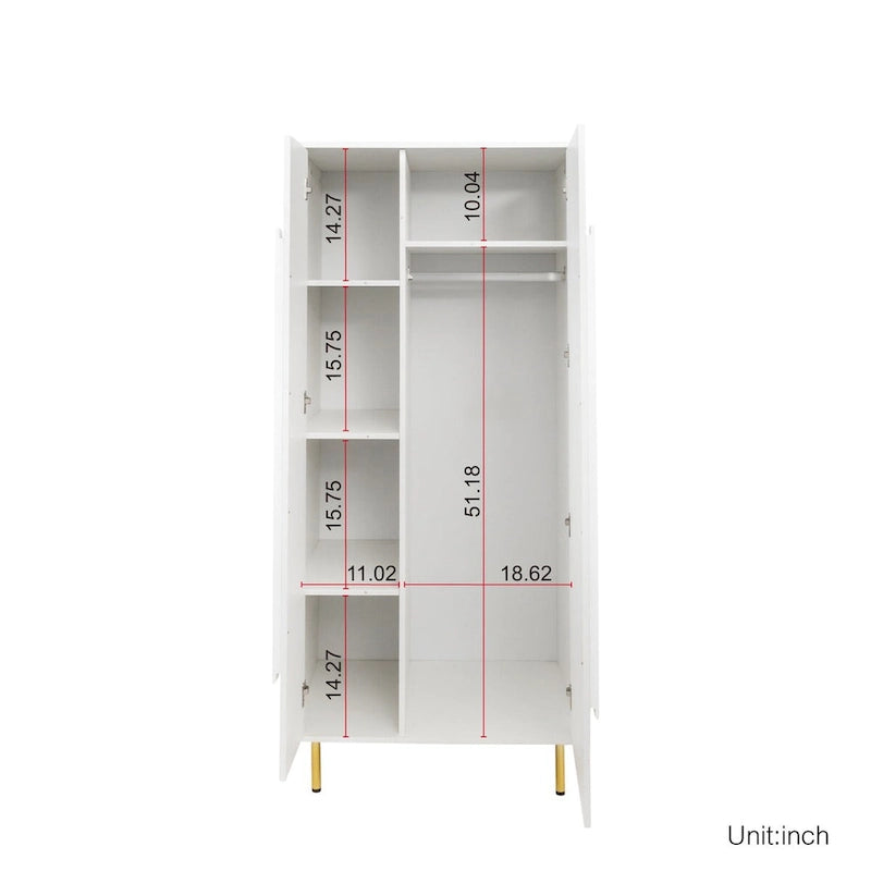 Modern White Armoire with 2 Doors for Bedroom
