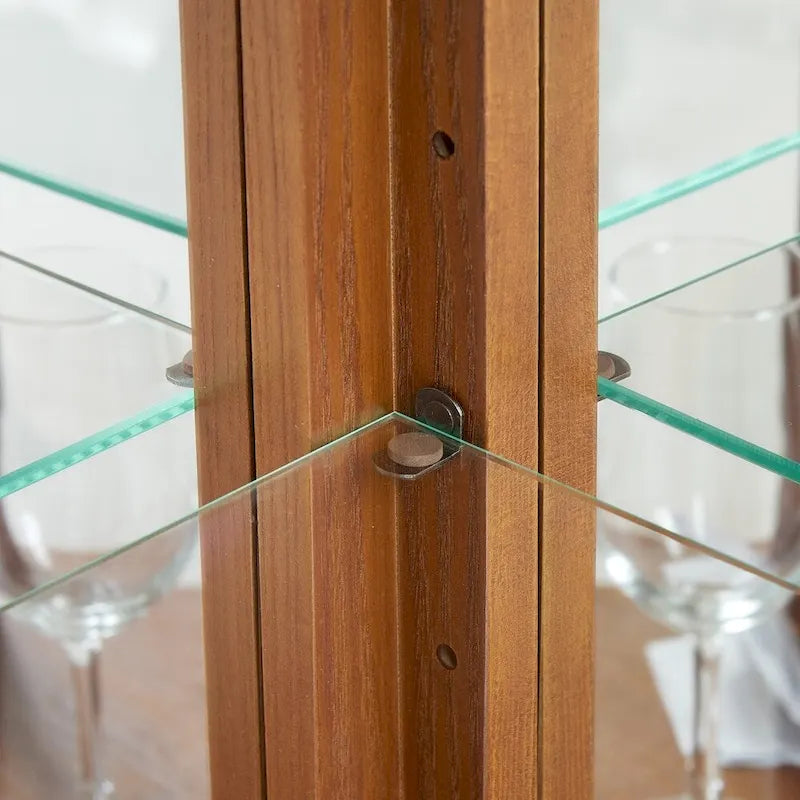 Glass Display Shelf Shelving Bar cabinet with Tempered Glass Door