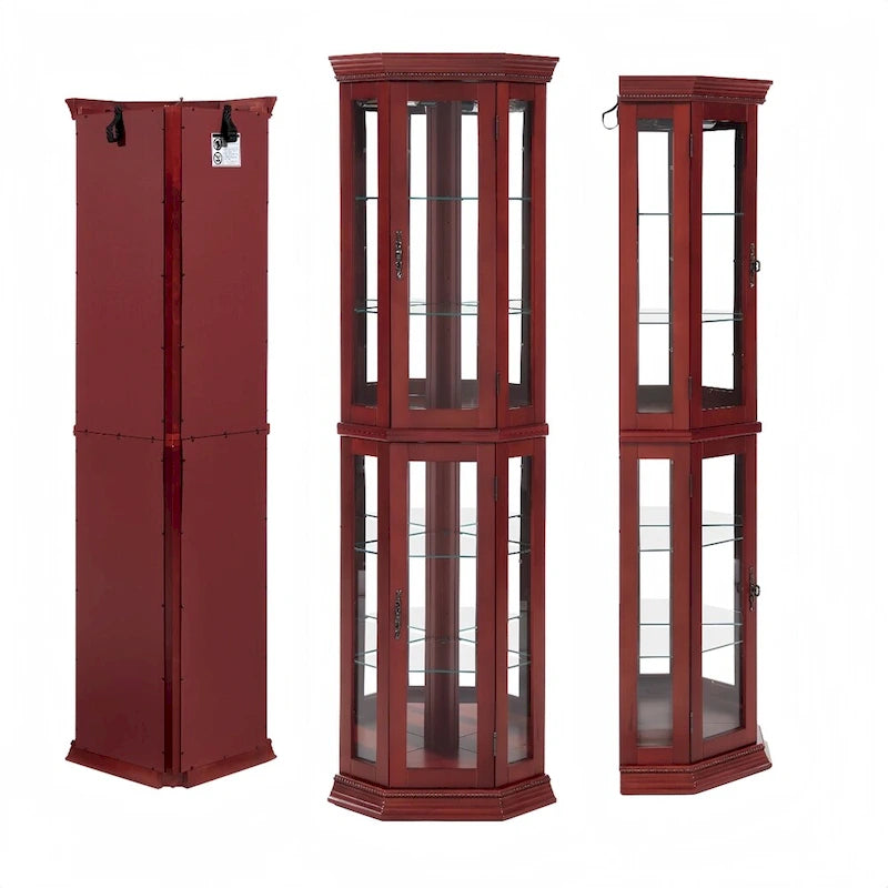 Glass Display Shelf Shelving Bar cabinet with Tempered Glass Door