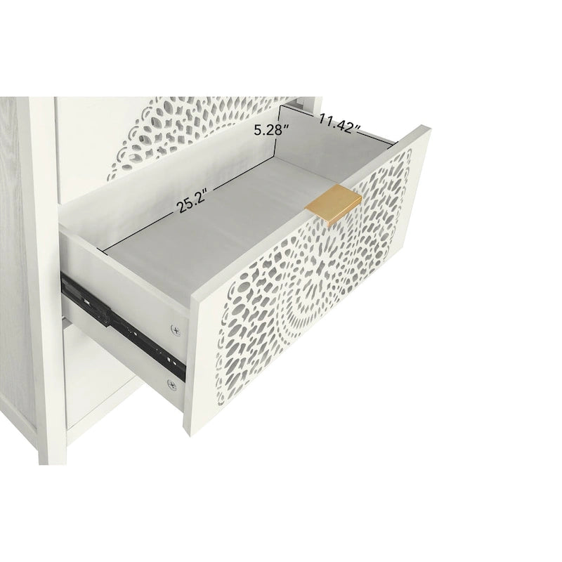3 Drawer Cabinet with Hollow-Carved