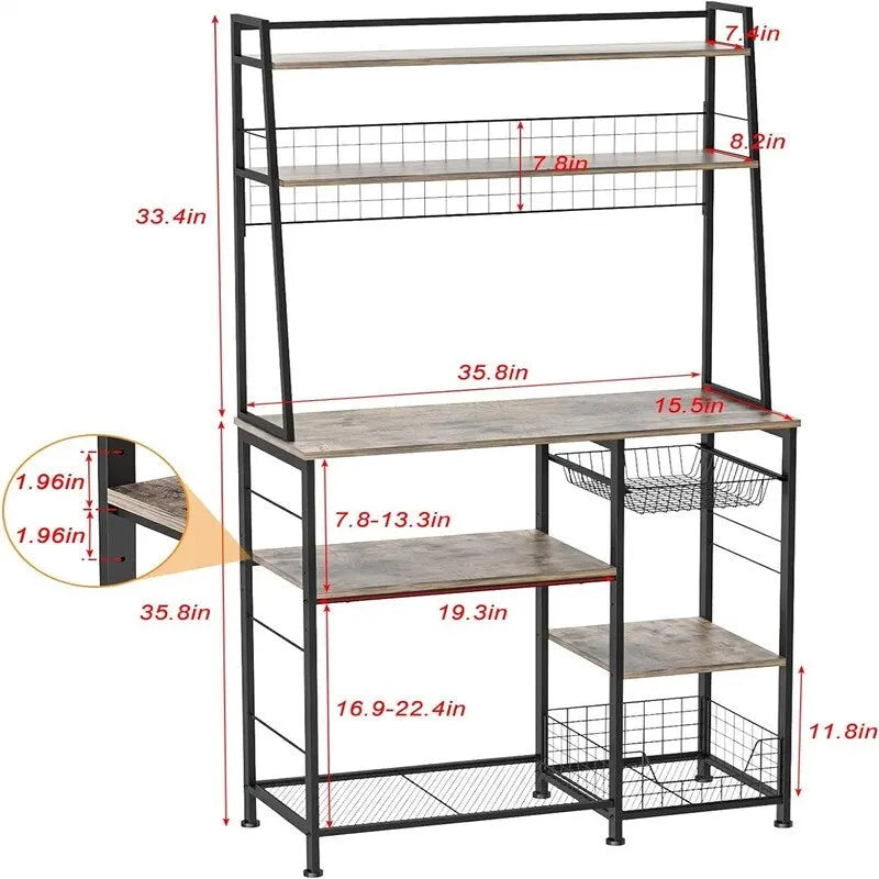 Coffee Bar Cabinet Large Farmhouse Coffee Station - 35.8D x 15.5W x 69.2H
