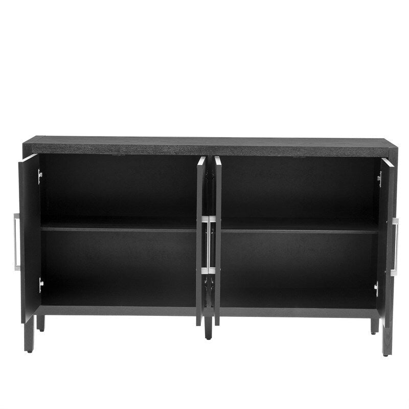 Vintage Wooden Sideboard with 4 Metal Handles
