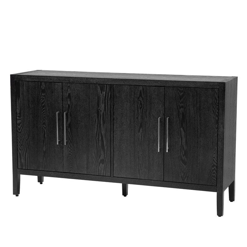 Vintage Wooden Sideboard with 4 Metal Handles