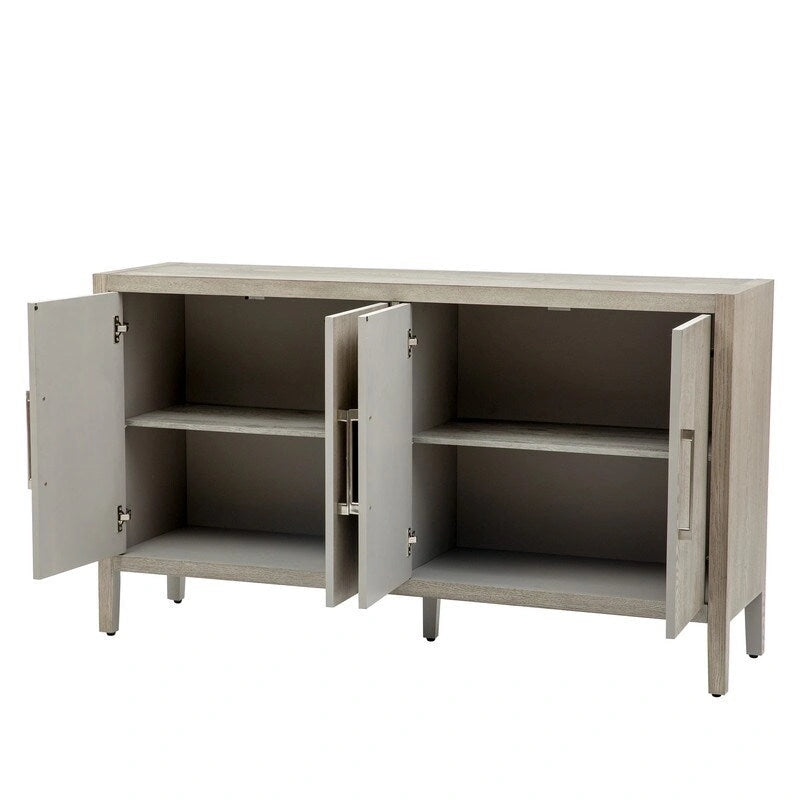 Vintage Wooden Sideboard with 4 Metal Handles
