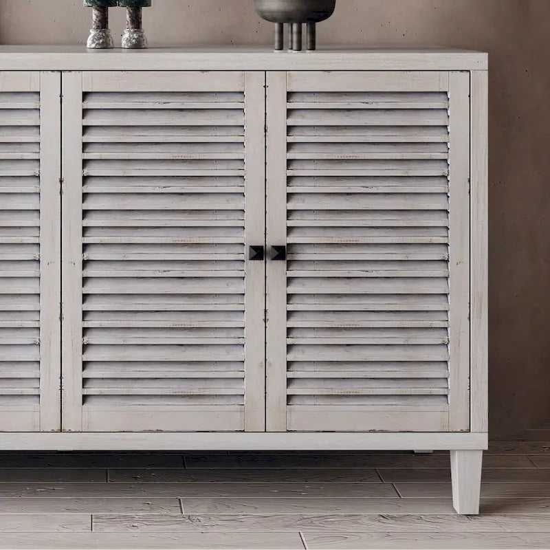 Accent Cabinet 4 Shutter Door Wooden Cabinet Sideboard Buffet Server Cabinet Storage Cabinet, for Living Room, Entryway, Hallway