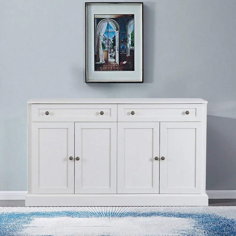 Contemporary Minimalist Wooden Sideboard with 2 Drawers and 2 Cabinets