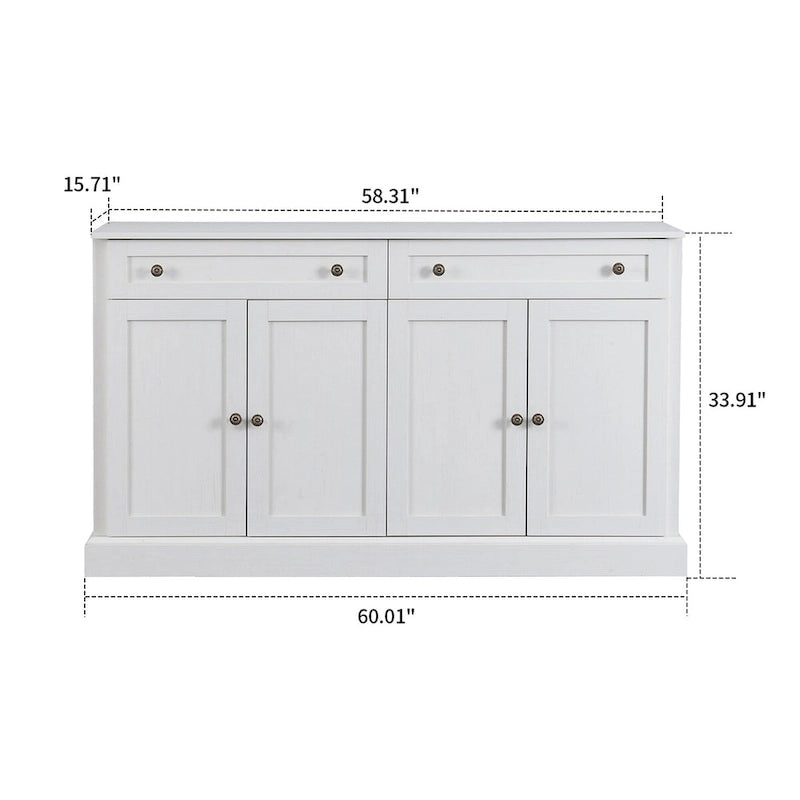Contemporary Minimalist Wooden Sideboard with 2 Drawers and 2 Cabinets