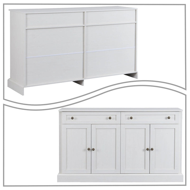 Contemporary Minimalist Wooden Sideboard with 2 Drawers and 2 Cabinets