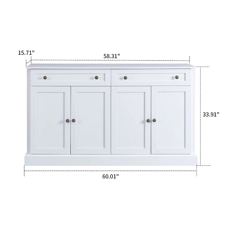Contemporary Minimalist Wooden Sideboard with 2 Drawers and 2 Cabinets