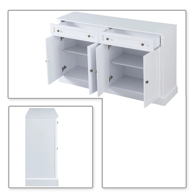Contemporary Minimalist Wooden Sideboard with 2 Drawers and 2 Cabinets
