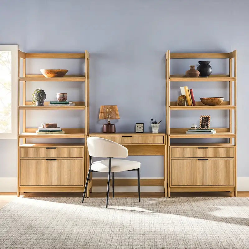 Middlebrook 3-Piece Set Writing Desk with 2 Wide Bookcases