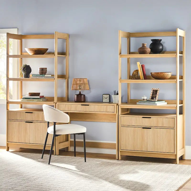 Middlebrook 3-Piece Set Writing Desk with 2 Wide Bookcases