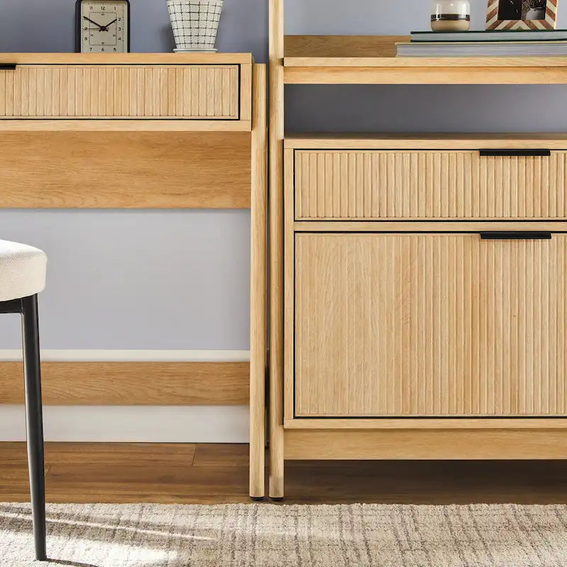 Middlebrook 3-Piece Set Writing Desk with 2 Wide Bookcases