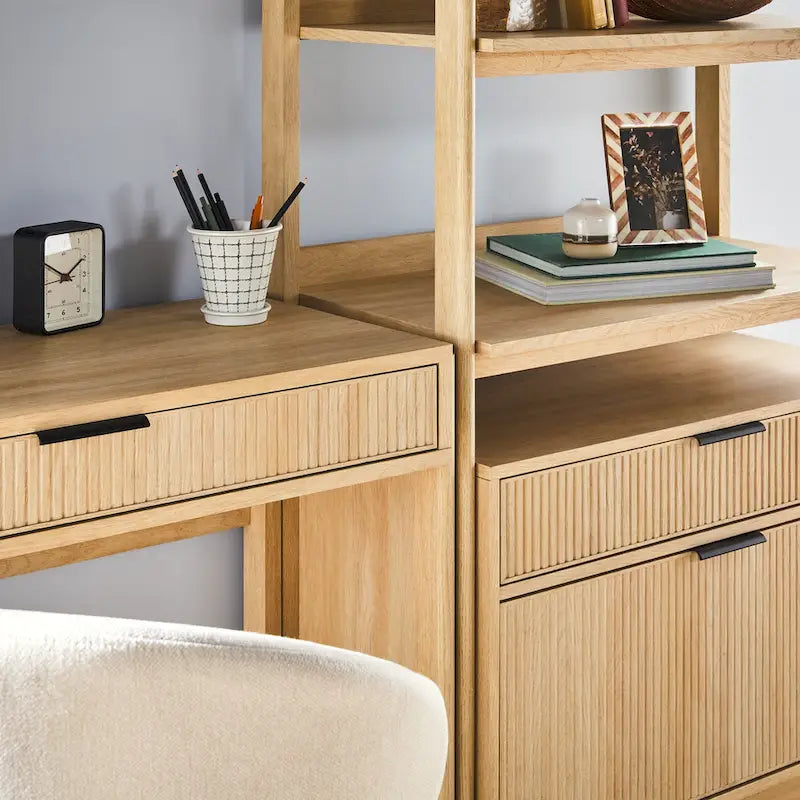 Middlebrook 3-Piece Set Writing Desk with 2 Wide Bookcases