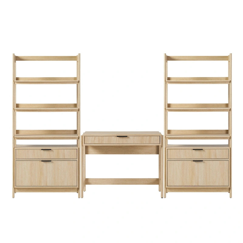 Middlebrook 3-Piece Set Writing Desk with 2 Wide Bookcases