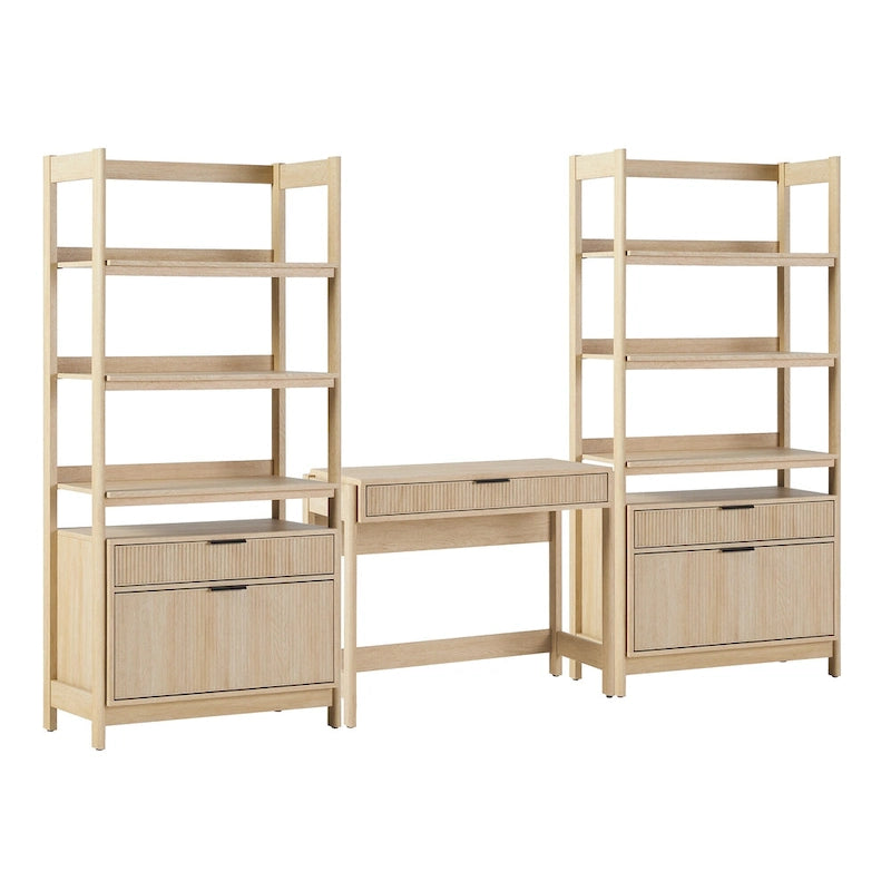 Middlebrook 3-Piece Set Writing Desk with 2 Wide Bookcases