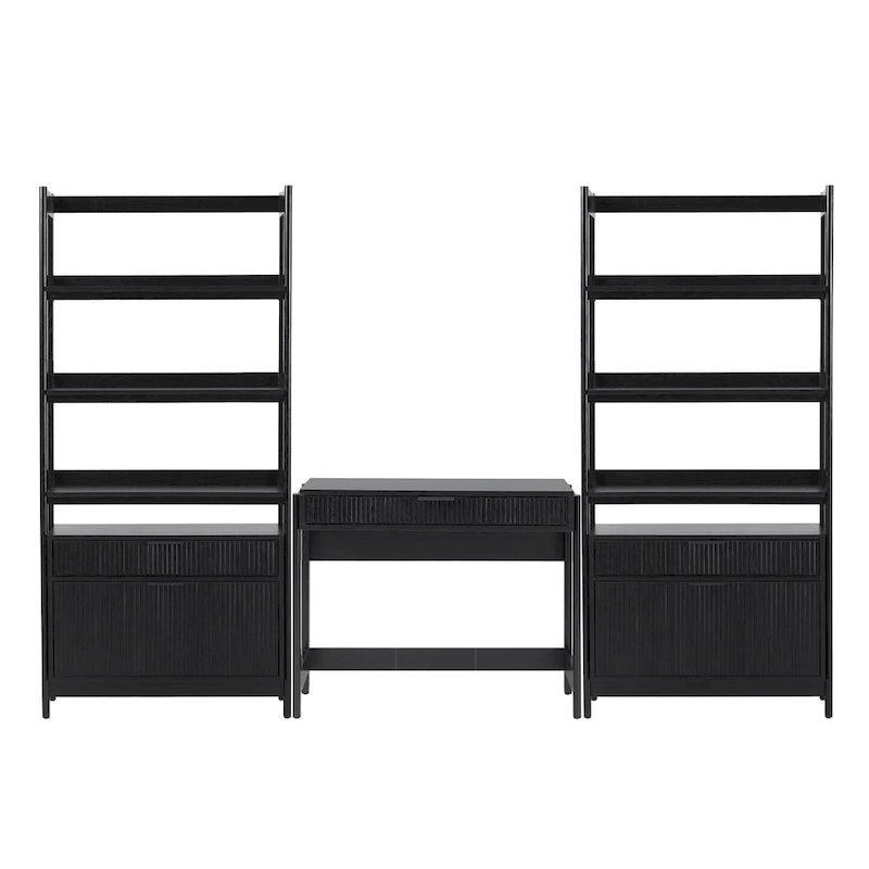 Middlebrook 3-Piece Set Writing Desk with 2 Wide Bookcases
