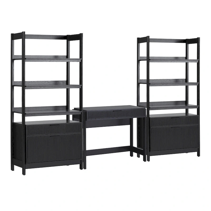Middlebrook 3-Piece Set Writing Desk with 2 Wide Bookcases