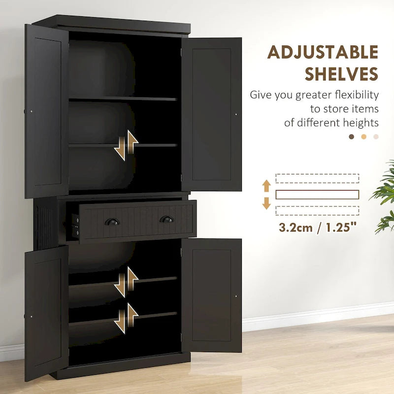 72 Tall Storage Cabinet with Drawer, Doors and Adjustable Shelves
