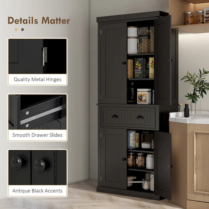 72 Tall Storage Cabinet with Drawer, Doors and Adjustable Shelves