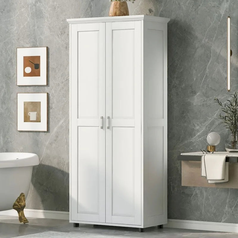 Storage Cabinet with Two Doors for Bathroom Office Adjustable Shelf MDF Board