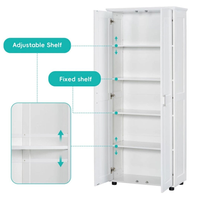 Storage Cabinet with Two Doors for Bathroom Office Adjustable Shelf MDF Board