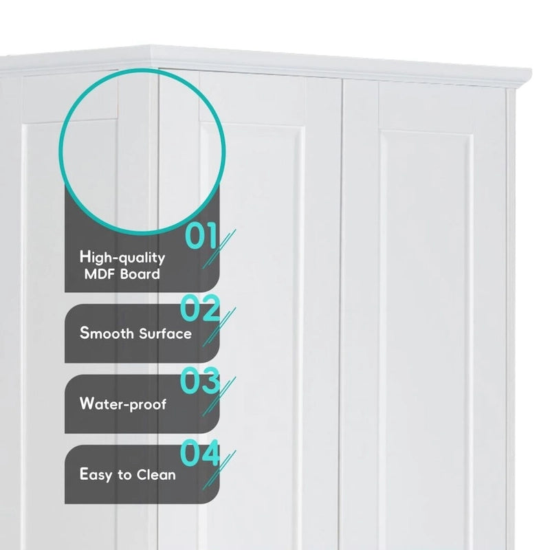 Storage Cabinet with Two Doors for Bathroom Office Adjustable Shelf MDF Board