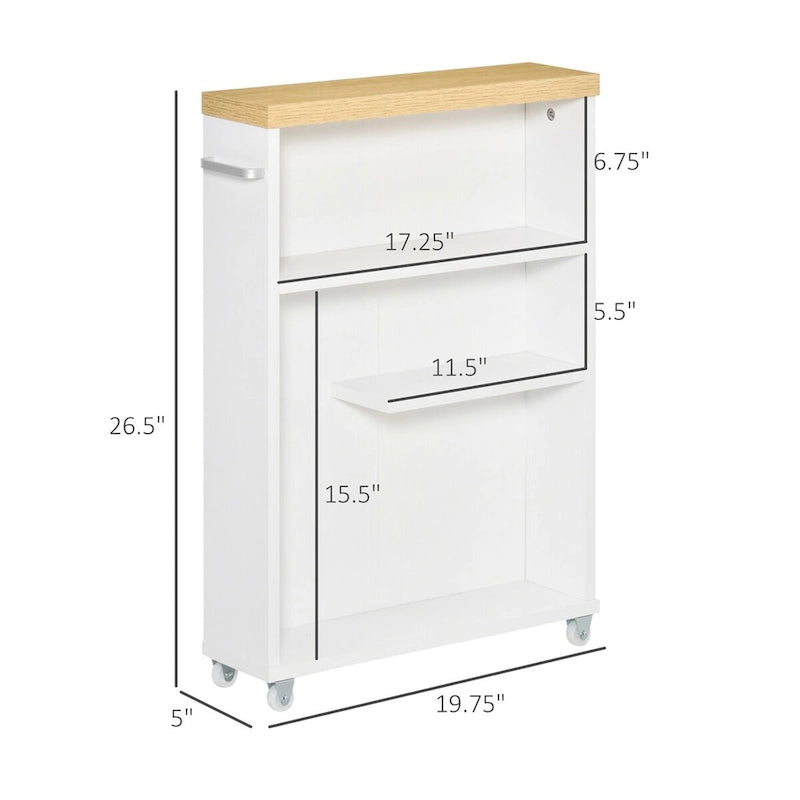 Slim Bathroom Cabinet with Wheels Storage Organizer