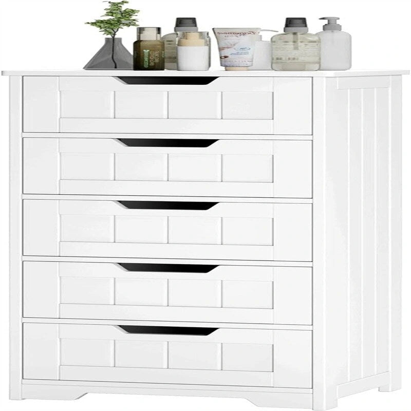 Bathroom Floor Cabinet Free Standing Storage Cabinet with 5 Drawers - 11.8D x 15.7W x 40.1H