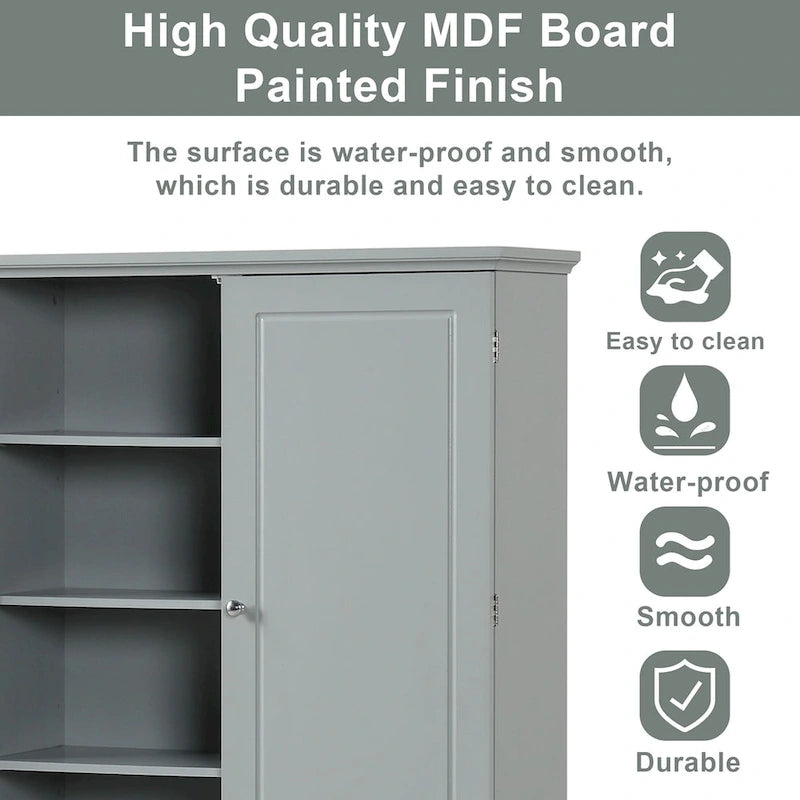 Wide Bathroom Storage Cabinet, Freestanding Storage Cabinet with Two Drawers and Adjustable Shelf