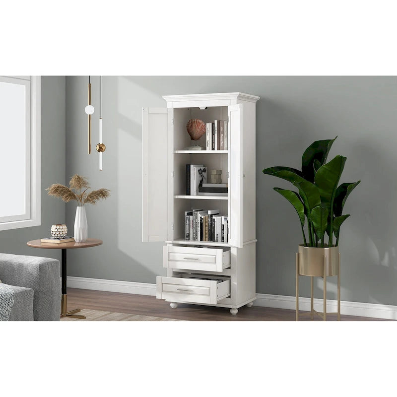 Tall Storage Cabinet with Two Drawers