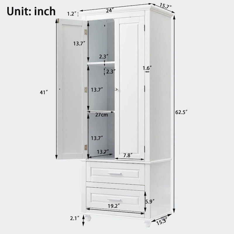 Tall Storage Cabinet with Two Drawers