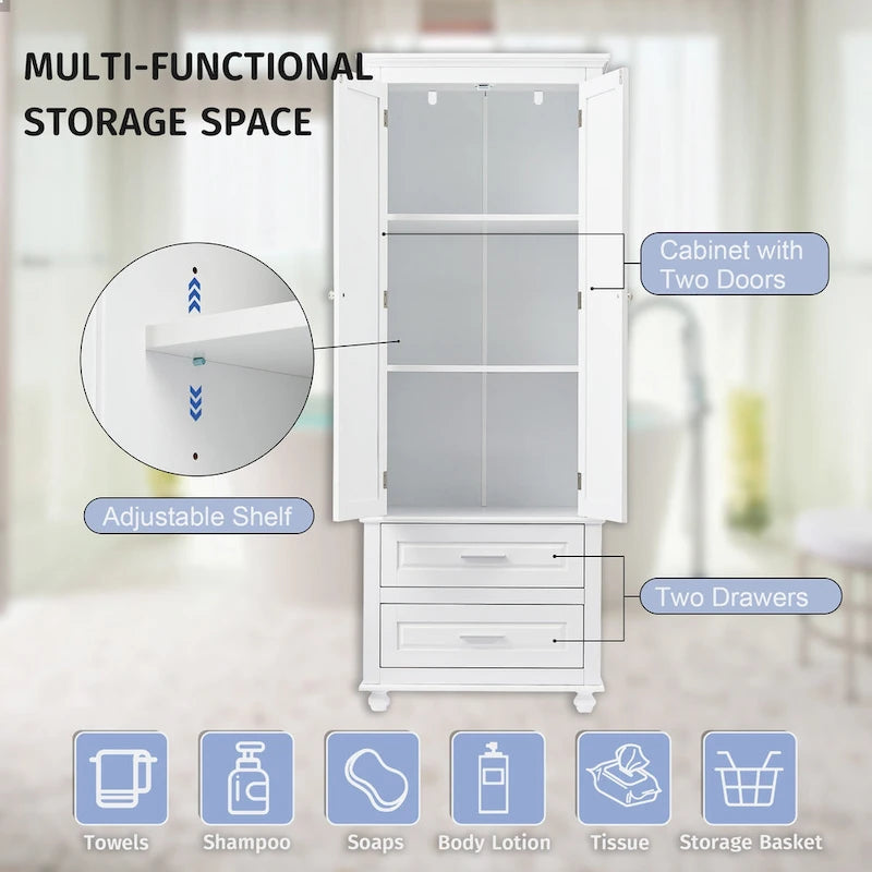 Tall Storage Cabinet with Two Drawers