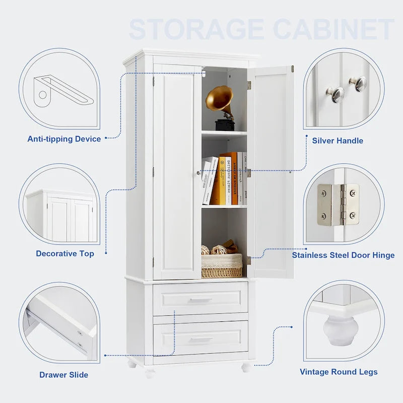 Tall Storage Cabinet with Two Drawers