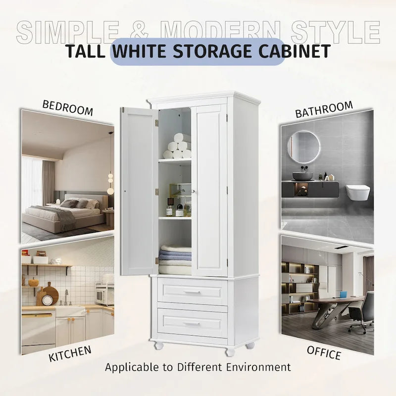Tall Storage Cabinet with Two Drawers