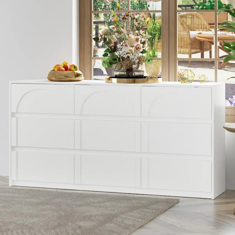 63W Contemporary 6-Drawer Storage Cabinet Sideboard Buffet