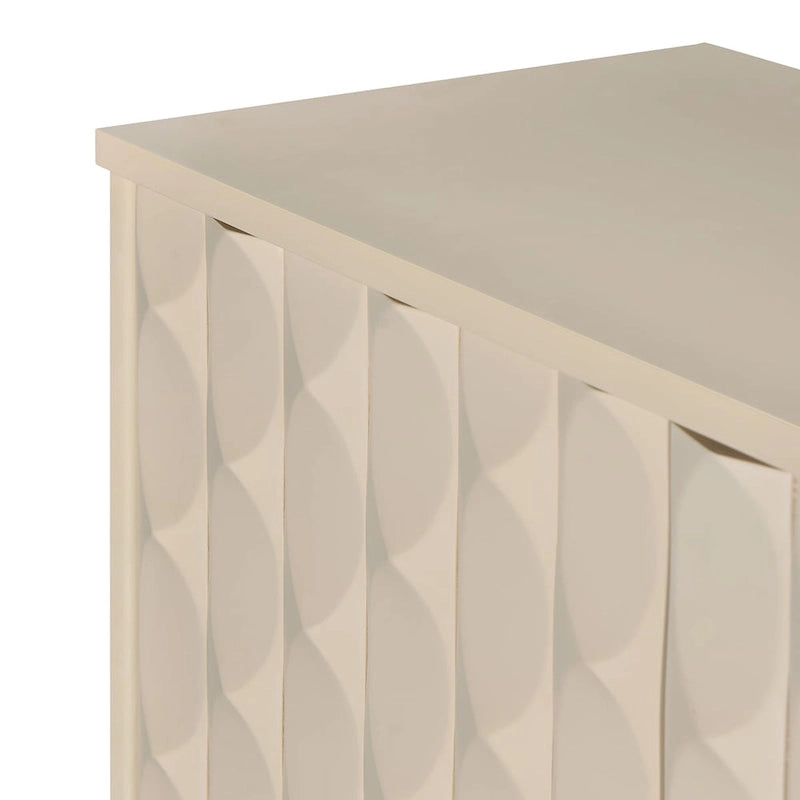 Modern 4-door Sideboard with Convex Pattern Doors and 2 Silver Handle for Living Room, Dining Room, Kitchen