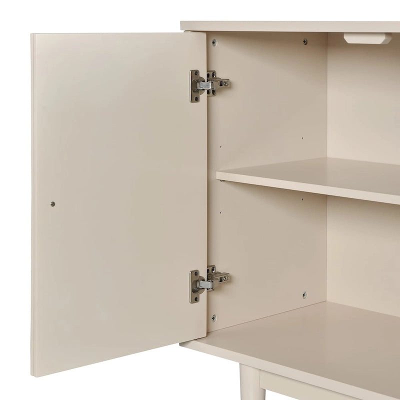 Modern 4-door Sideboard with Convex Pattern Doors and 2 Silver Handle for Living Room, Dining Room, Kitchen