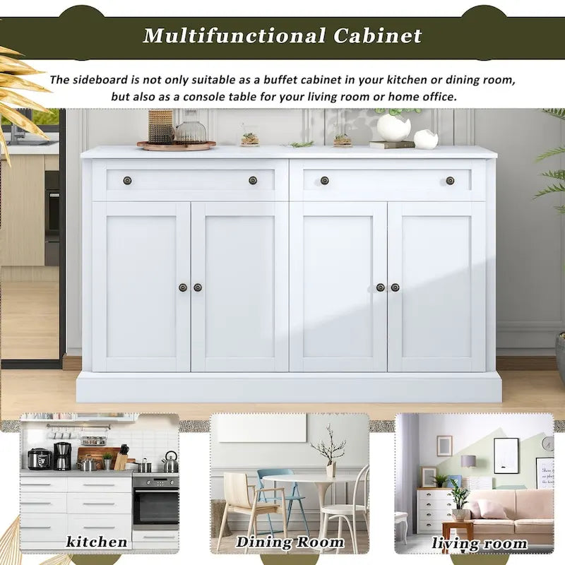 58.30 Inch MDF Sideboard with Adjustable Shelves