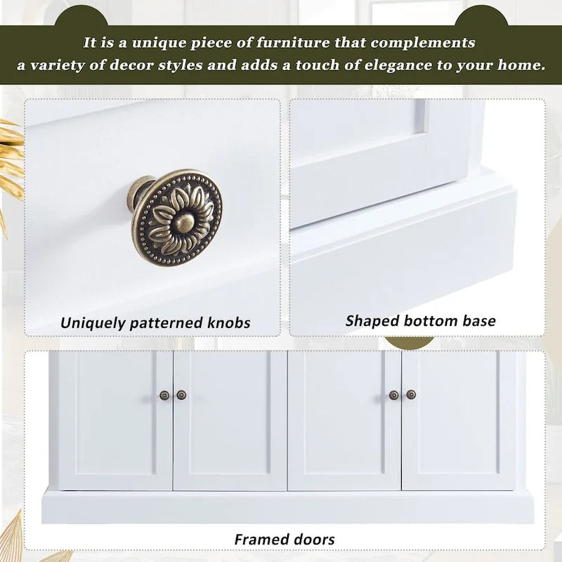 58.30 Inch MDF Sideboard with Adjustable Shelves